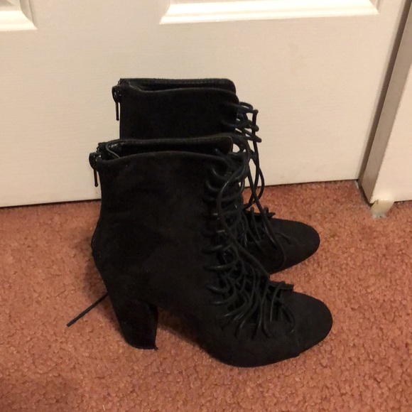 Charlotte Russe Racer Suede Tieup/Zipup Booties - Picture 5 of 6